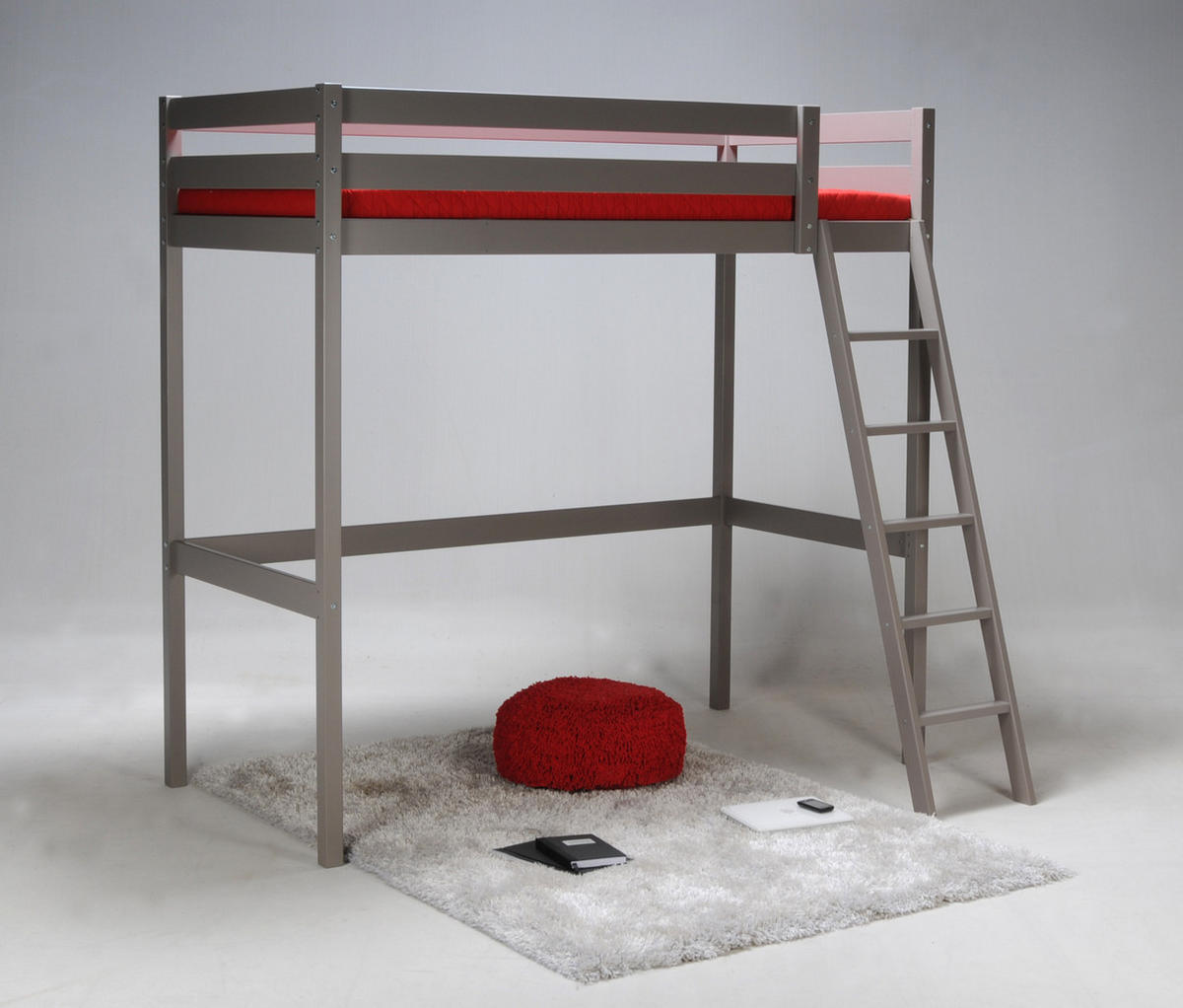 HOCHBETT STUDIO mit Lattenrost/ Hochbett 90x190 - Grau - Grau, Holz (90/190cm) - Weber Industries