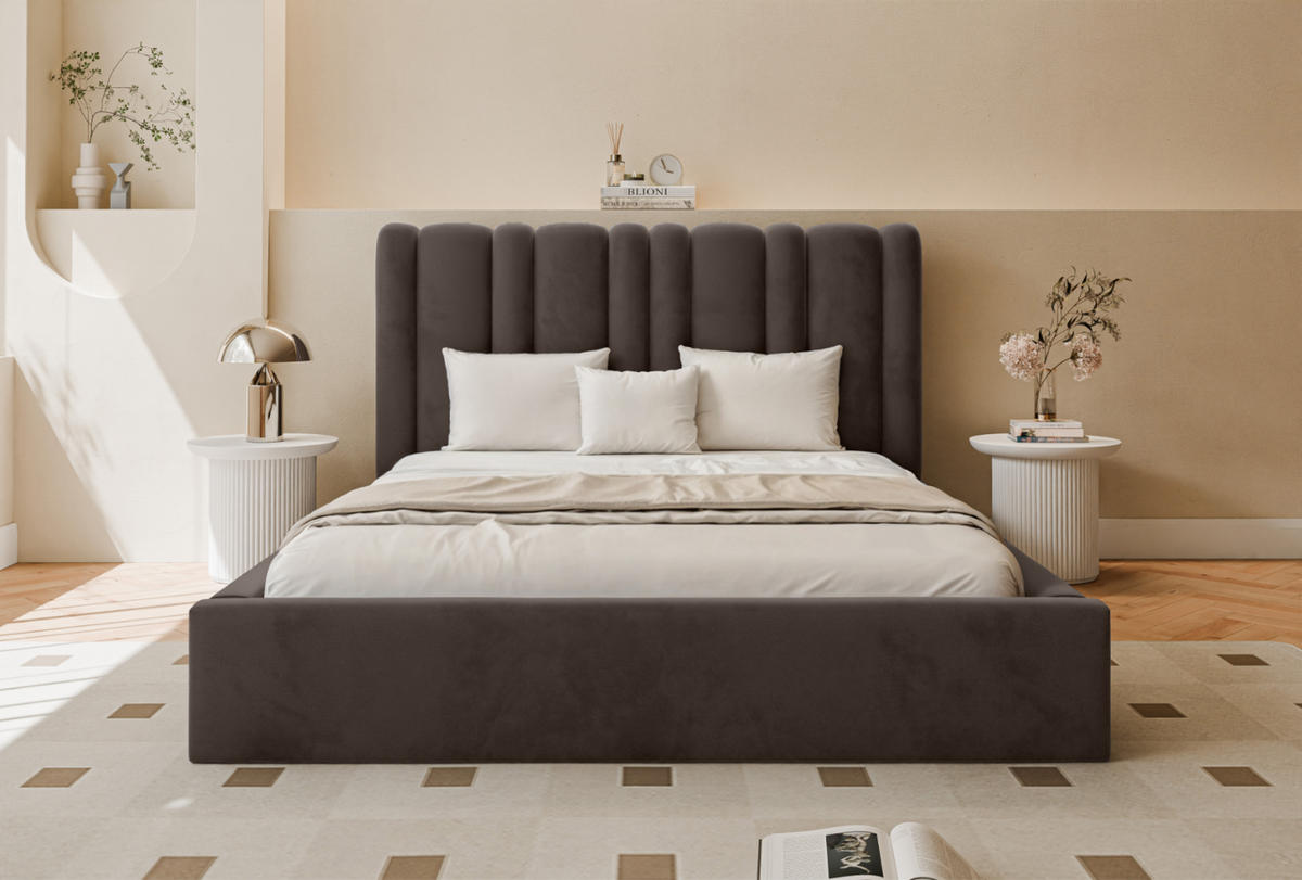 POLSTERBETT Vibo 180x200 cm, Braun - Braun, Textil (180/200cm) - Fedve