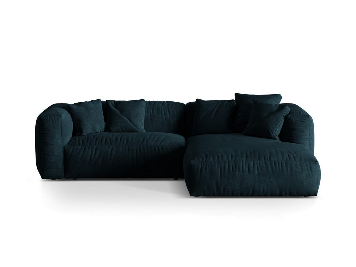 ECKSOFA modular rechts Martina aus Samt dunkel petrol 2 Sitzplätze - Petrol, Textil (176/283cm) - Micadoni