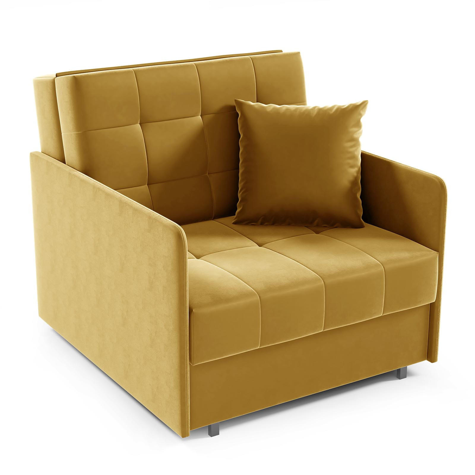 SCHLAFSOFA York I, Schlaffunktion, ausziehbare Couch, mit Bettkasten, inkl. Kissen, Kronos 01 - Gelb, Textil (90/85/97cm) - Jerpax