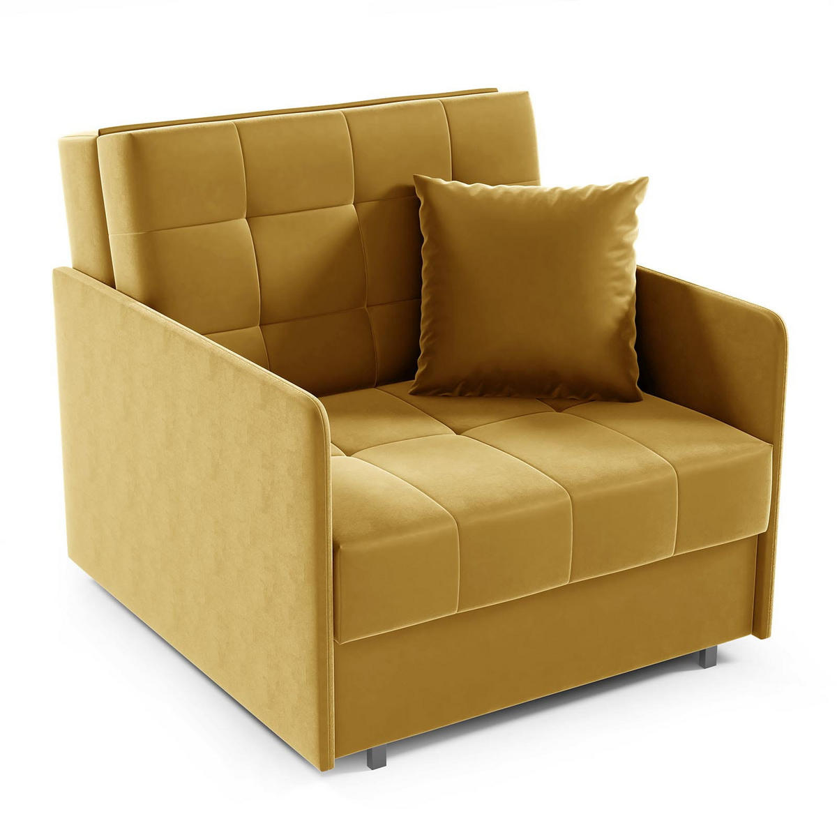 SCHLAFSOFA York I, Schlaffunktion, ausziehbare Couch, mit Bettkasten, inkl. Kissen, Kronos 01 - Gelb, Textil (90/85/97cm) - Jerpax