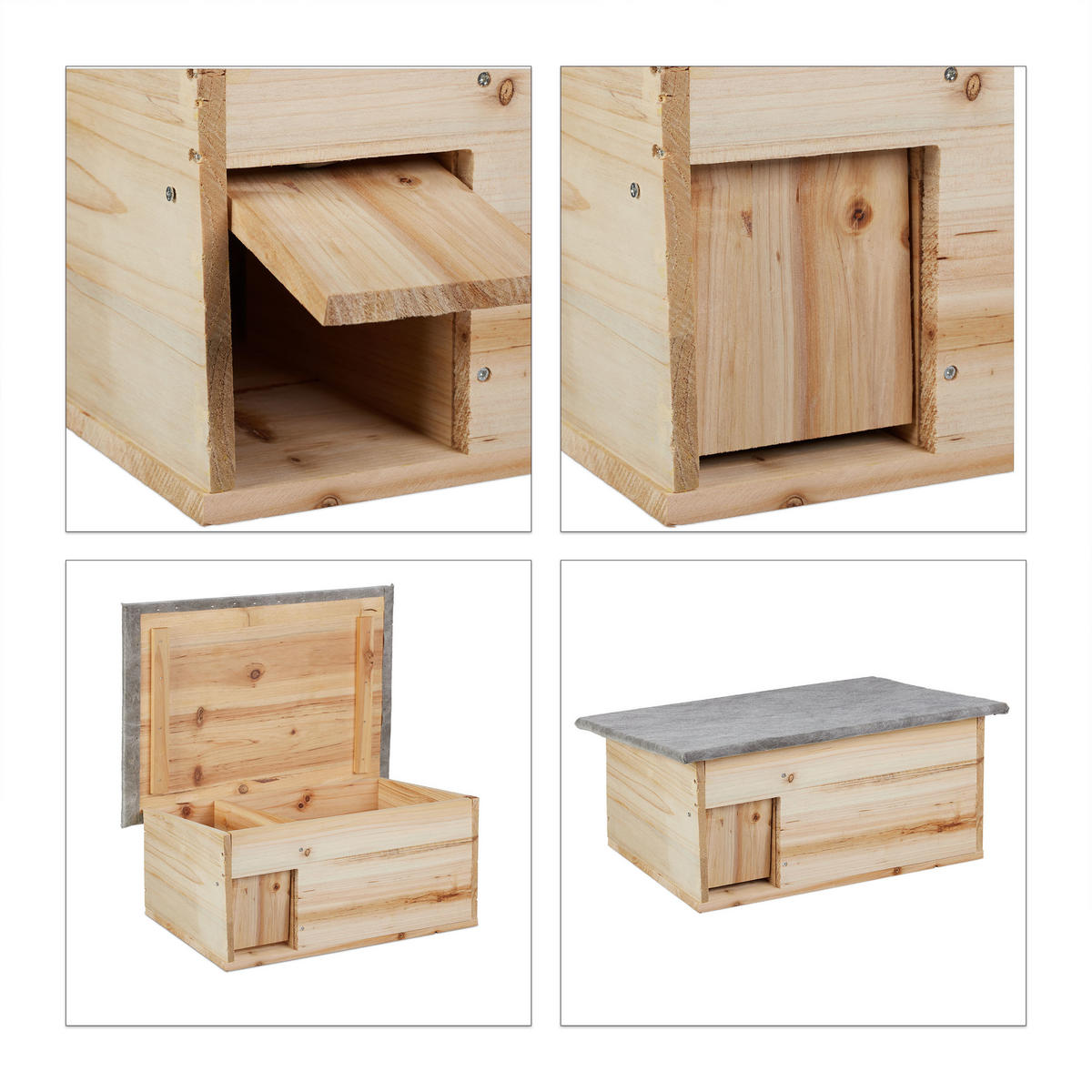 IGELHAUS - Hellbraun, Holz/Textil (46/21/34cm) - Relaxdays