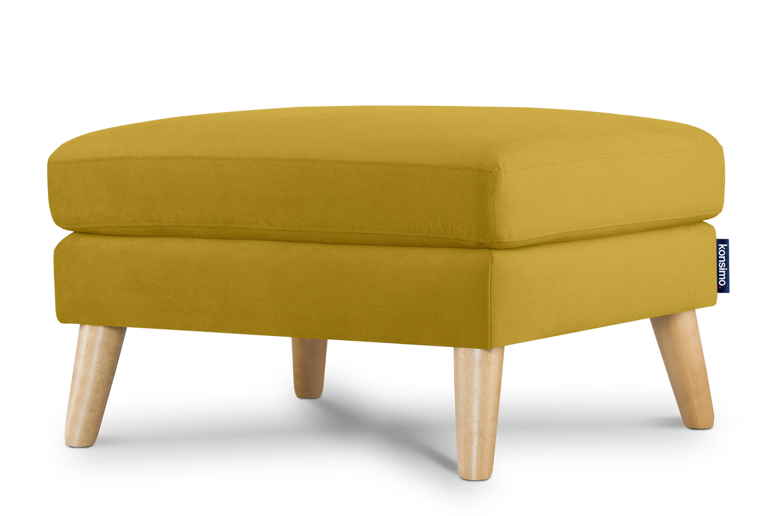 SITZHOCKER TAGIO Pouffe, gelb - Gelb/Braun, Buchenholz/Textil (65/46/80cm) - KONSIMO®