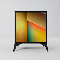 SIDEBOARD PIERCING SHARPNESS, Schwarz, 57,5x42x70,5 cm, Schwarze Metall-Sternfüße - Multicolor/Schwarz, Holzwerkstoff/Metall (57.5/70.5/42cm) - SpaceRebels