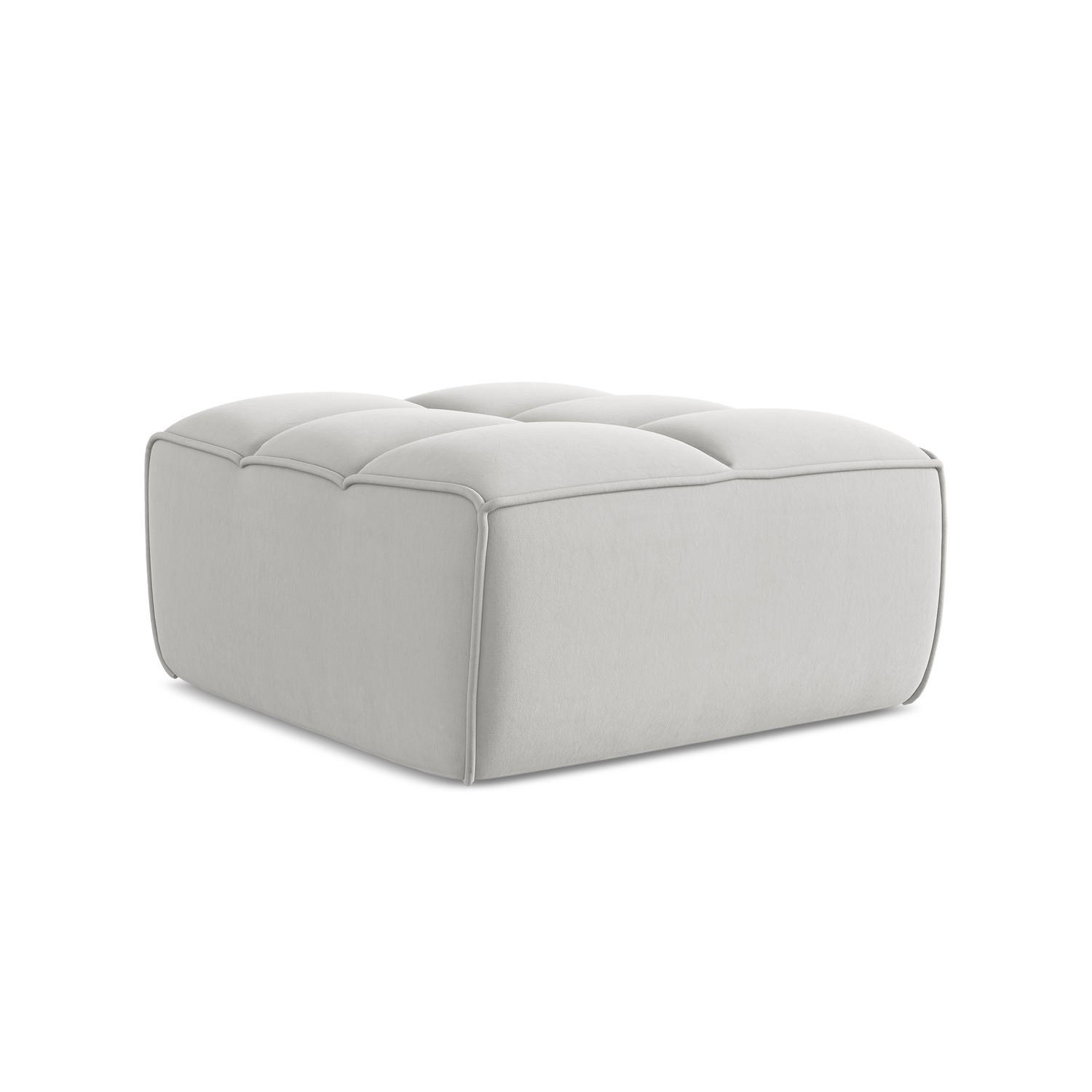 POUF Samt Stoff Grau - Silberfarben/Schwarz, Kunststoff/Textil (80/43/93cm) - LaMiaSofa