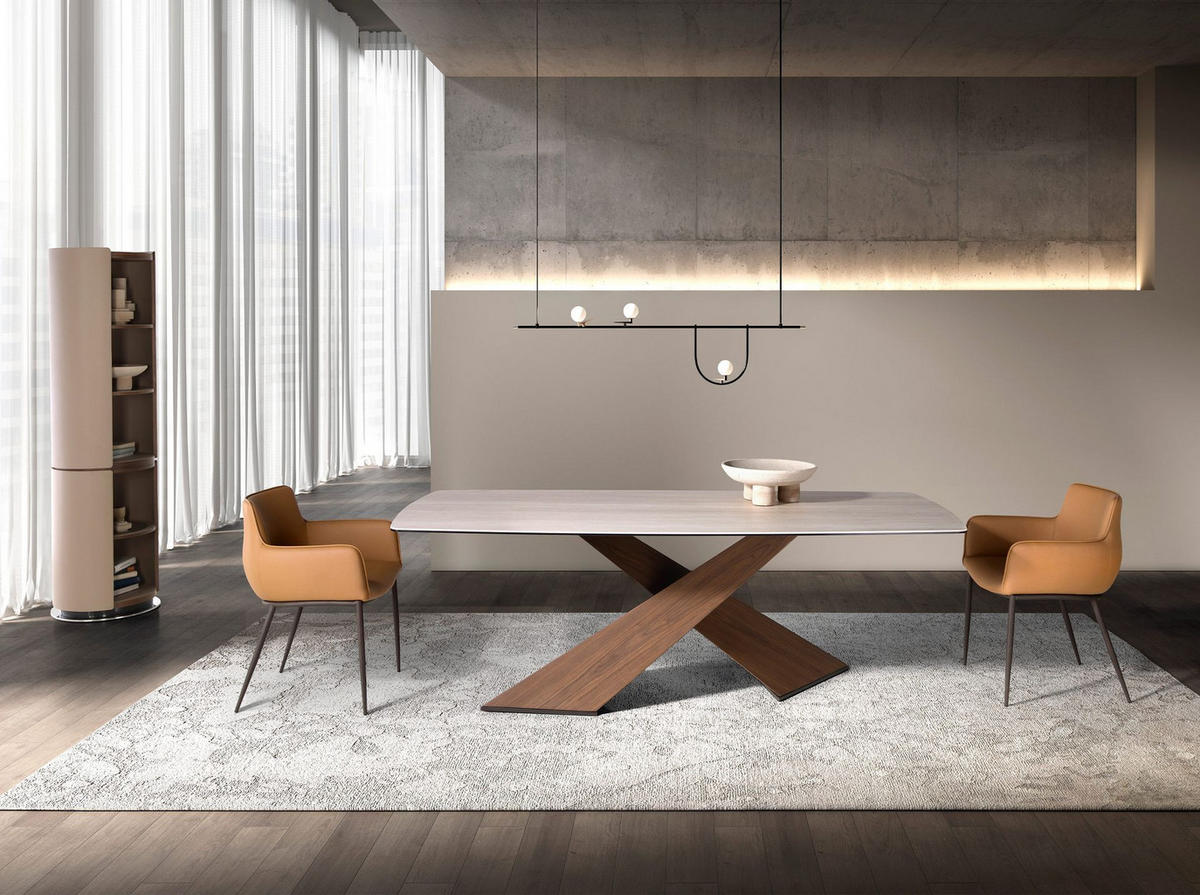 REGAL Regal aus Nussbaumholz und Kunstleder in Nerzfarbe 49/49/185 cm - Edelstahlfarben/Walnussfarben, Leder/Glas (49/185/49cm) - ANGEL CERDA