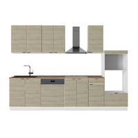 KÜCHENZEILE Fame-Line Eiche Paneel/Weiß 300 cm mit Hochschrank, AP Eiche - Hellbraun/Eichefarben, Holzwerkstoff (300/81.6/60cm) - Vicco