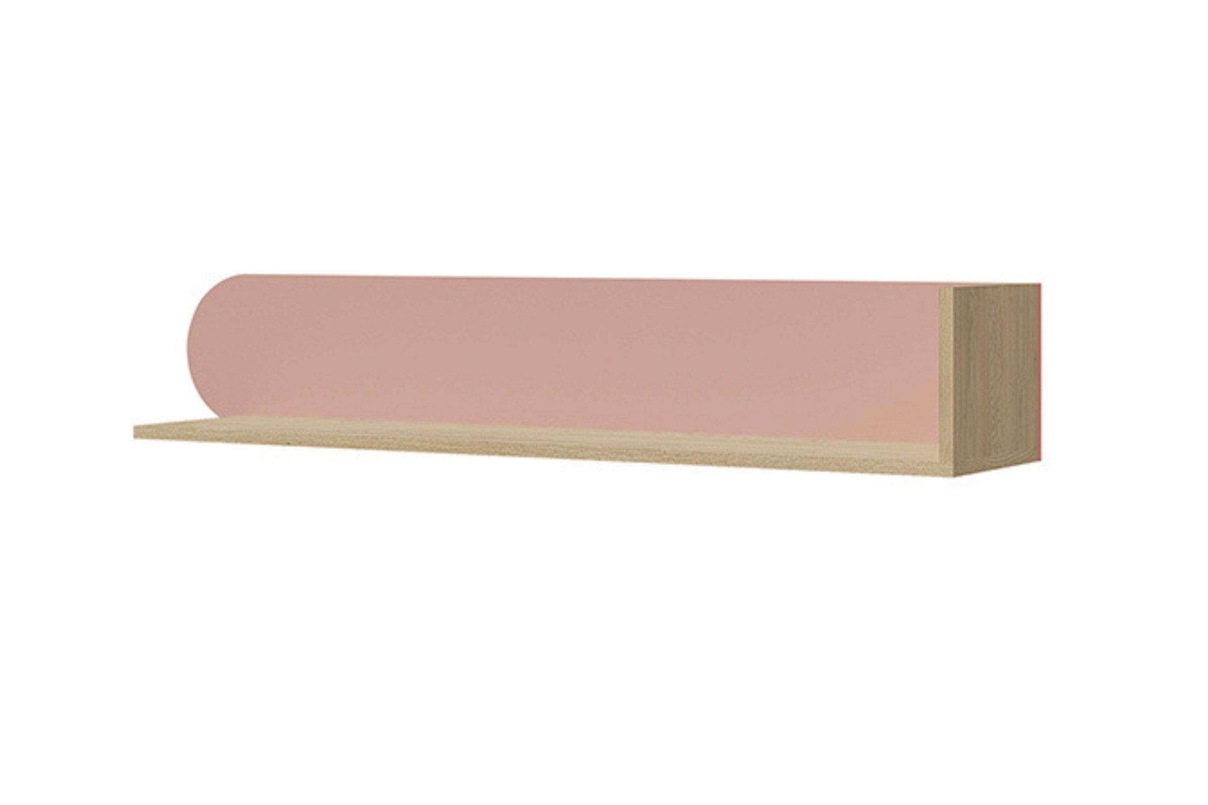 WANDREGAL LEXO 15 120/20/25 cm in Eiche Cremona/Puderrosa - Eichefarben/Rosa, Holzwerkstoff (120/20/25cm) - Deine Möbel 24