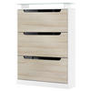 SCHUHSCHRANK Space Eiche sägerau / Schwarz Hochglanz - Eiche San Remo, Holzwerkstoff (89/128/23cm) - Vladon