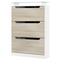 SCHUHSCHRANK Space Eiche sägerau / Schwarz Hochglanz - Eiche San Remo, Holzwerkstoff (89/128/23cm) - Vladon