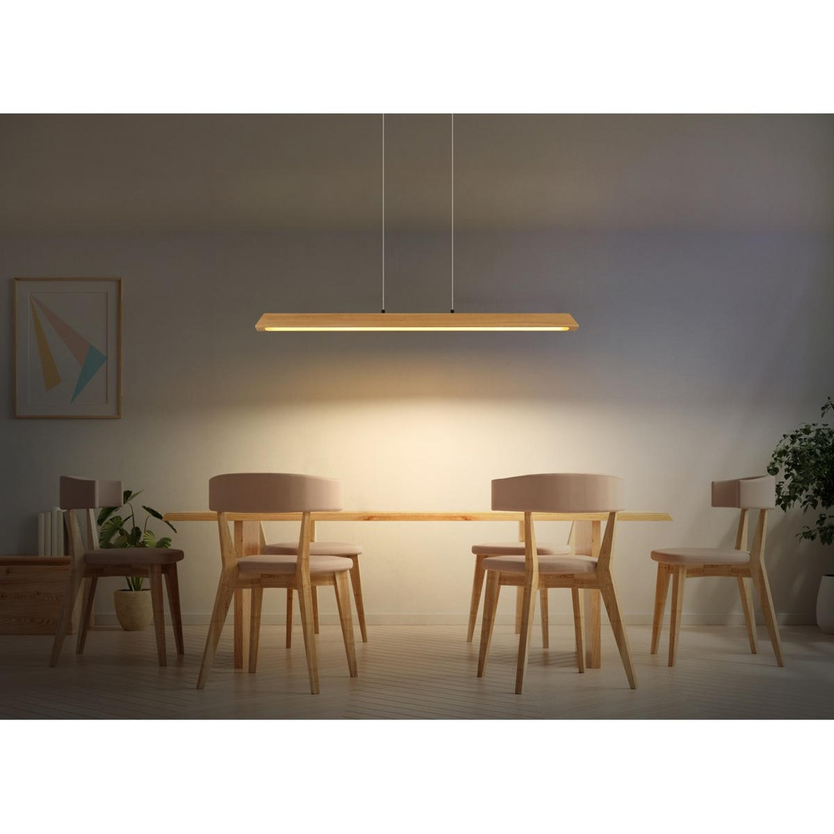 PENDELLEUCHTE MELBA, LED, Metall, Schwarz, dimmbar - Schwarz, Holz (115/5.5/150cm) - Globo Lighting