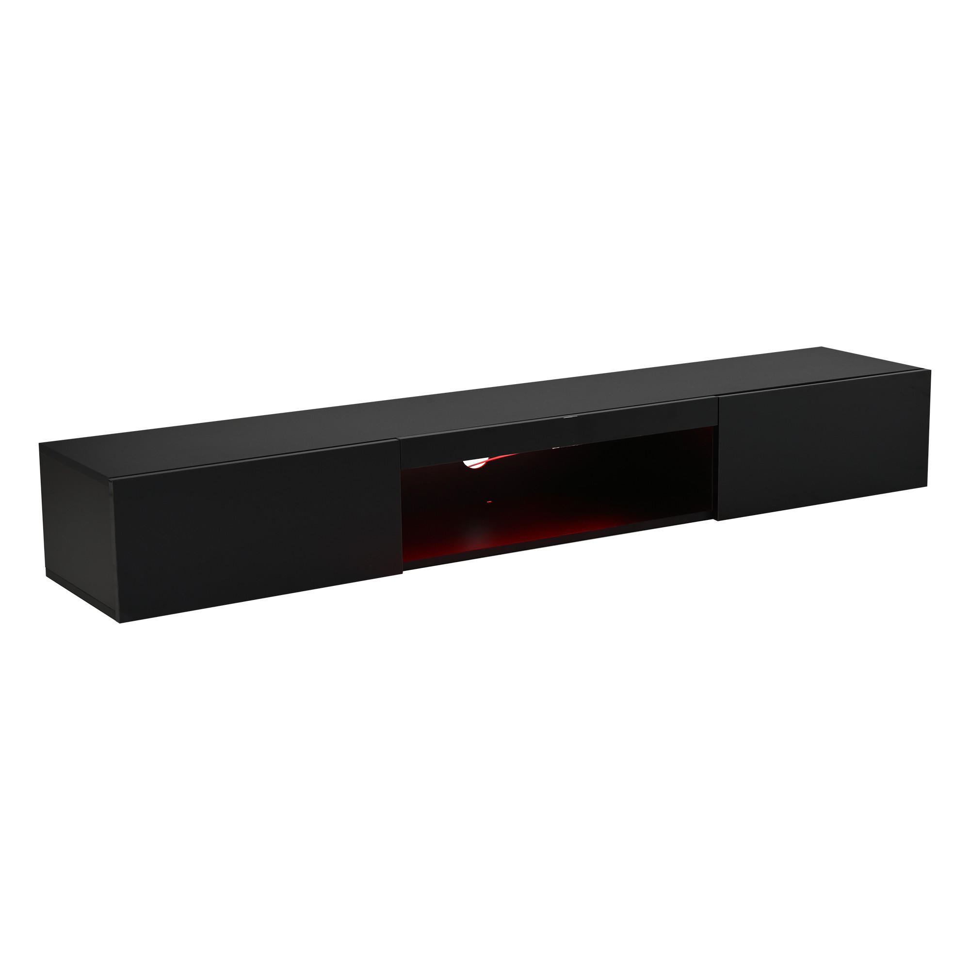 TV-SCHRANK 160/31/22 cm Schwarz Hochglanz mit LED und 2 Türen - Schwarz, Holzwerkstoff (160/22/31cm) - Oxeza