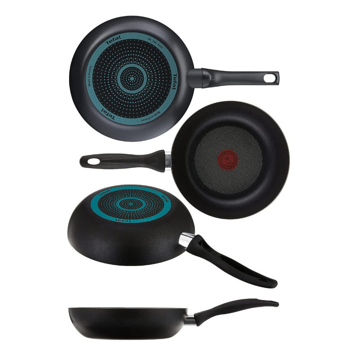 PFANNENSET B30310 Cook&Clean 5-tlg Schwarz 28 + 30 cm Antihaft mit Deckel - Schwarz, Kunststoff/Metall - Tefal