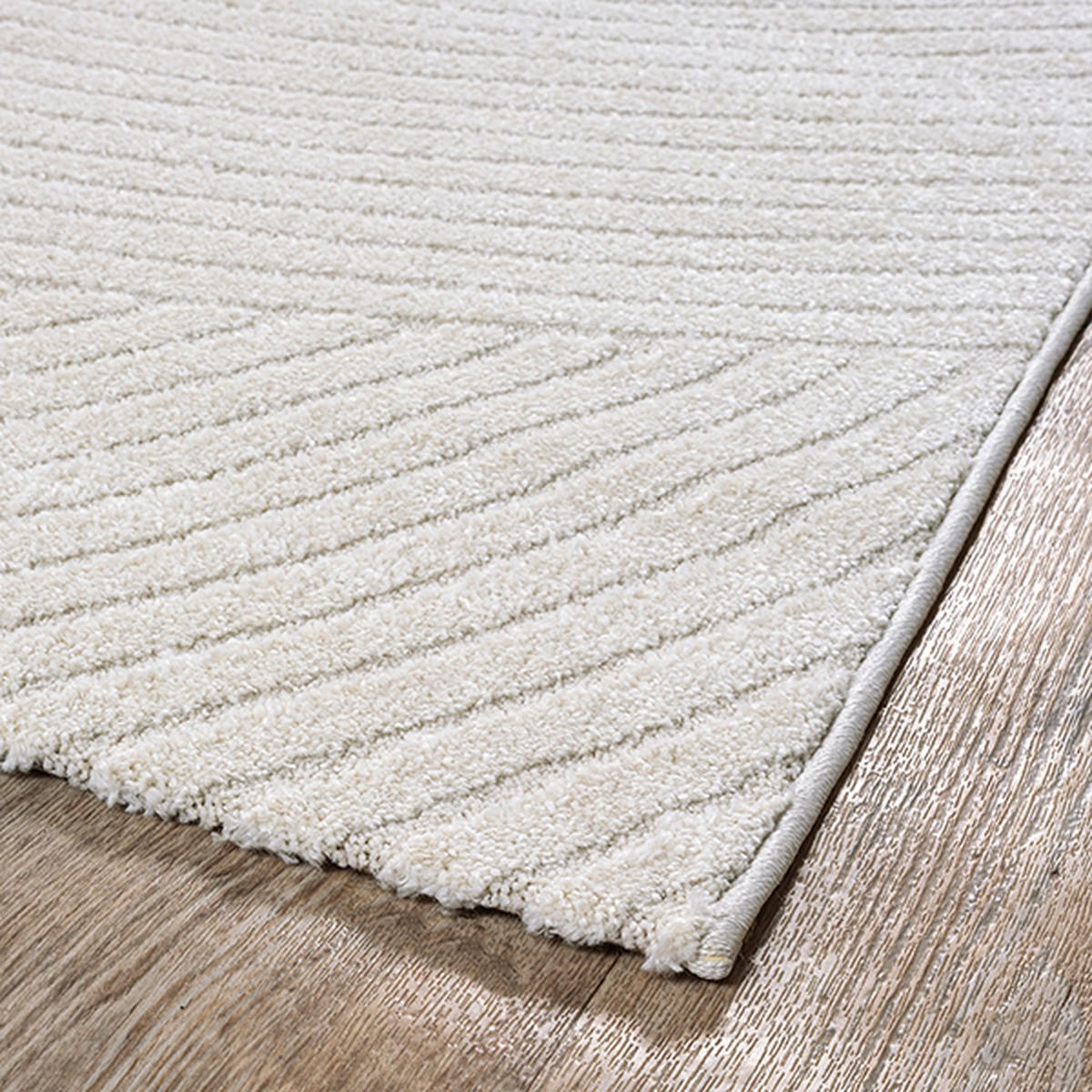 KURZFLORTEPPICH Geometrisch CETINA Polypropylen Creme 140 x 200 cm - Beige, Textil (140/200cm) - KADIMA DESIGN