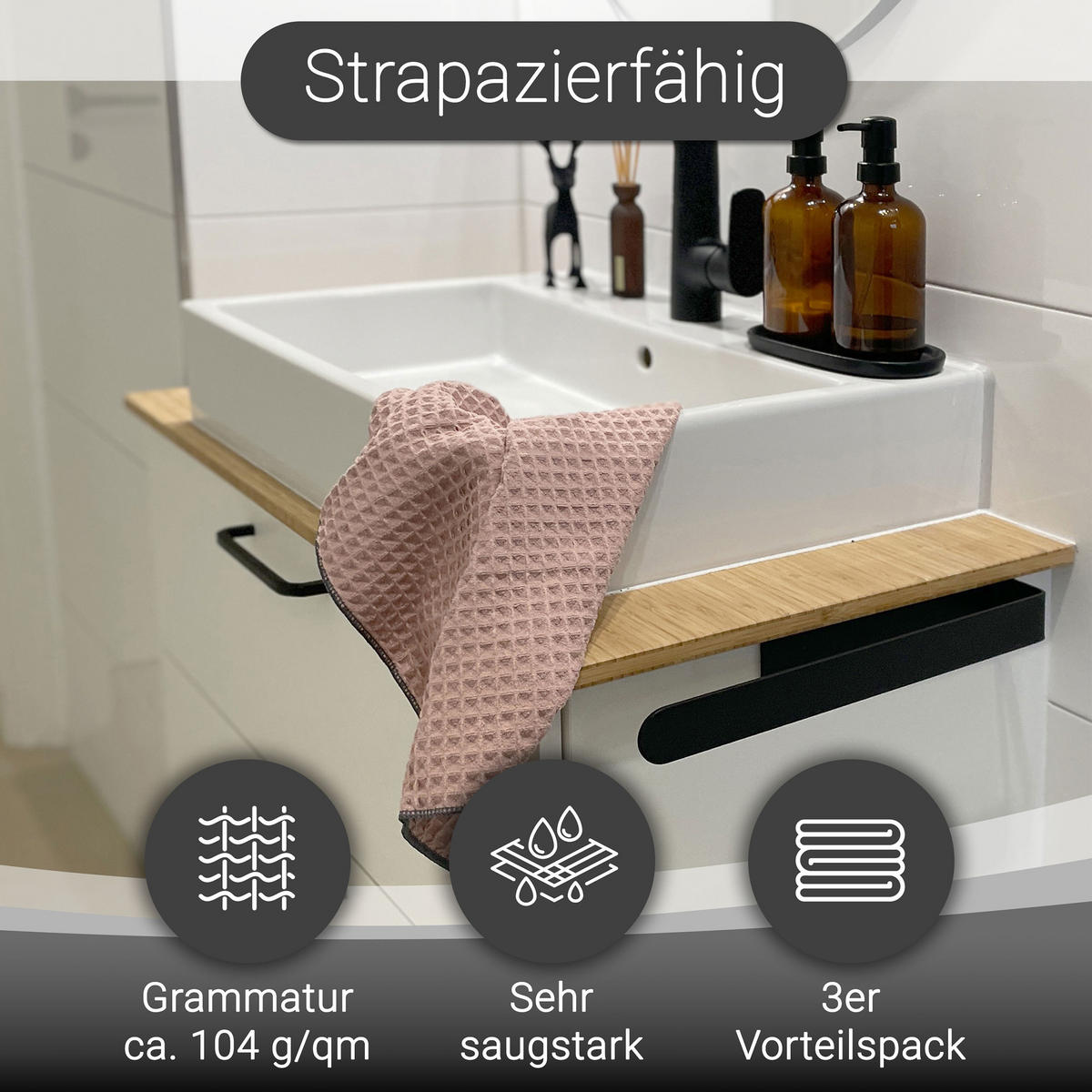 REINIGUNGSTÜCHER, 3er-Set, 80% Polyester, 20% Polyamid - Altrosa, Textil (40/60cm) - Zollner
