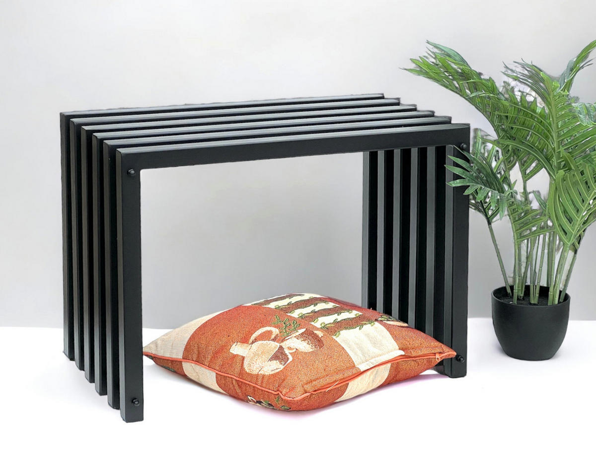 HOCKER Metall Schwarz Sitzbank Massiv Wetterfest 60 cm Sitzhocker Ela - Schwarz, Metall (60/43.5/37cm) - DanDiBo