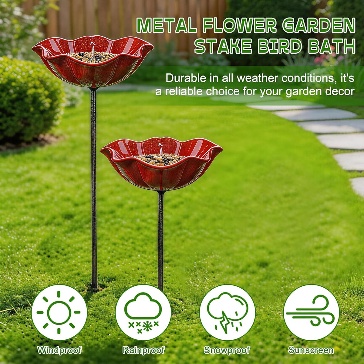 VOGELFUTTERSPENDER,METALL, 15 × 15 × 60 cm - Rot, Metall (15/60/15cm) - Authentics
