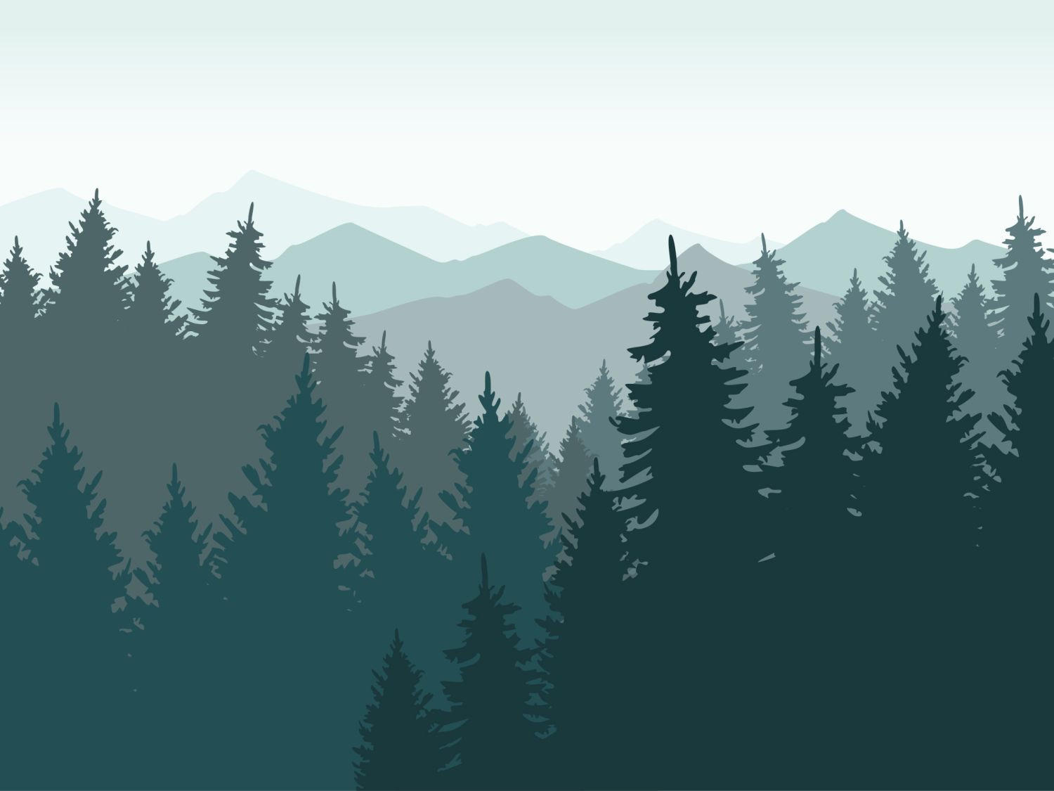 FOTOTAPETE Berglandschaft mit Bäumen 375 x 270 cm - Grün, Papier (375/270cm) - Sanders & Sanders
