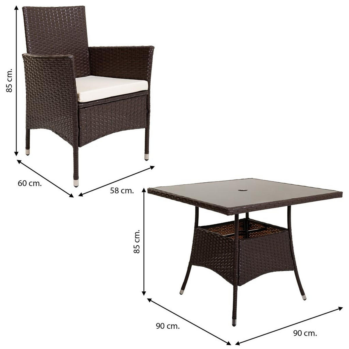 GARTEN-ESSGRUPPE, 5er-Set, dunkelgrau - Braun, Naturmaterialien - Wanderlust