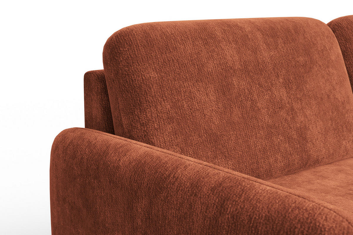 SOFA FEBE 3-Sitzer, rostroter Chenille-Stoff - Rostfarben/Schwarz, Holz/Textil (190/82/96cm) - Wozimo