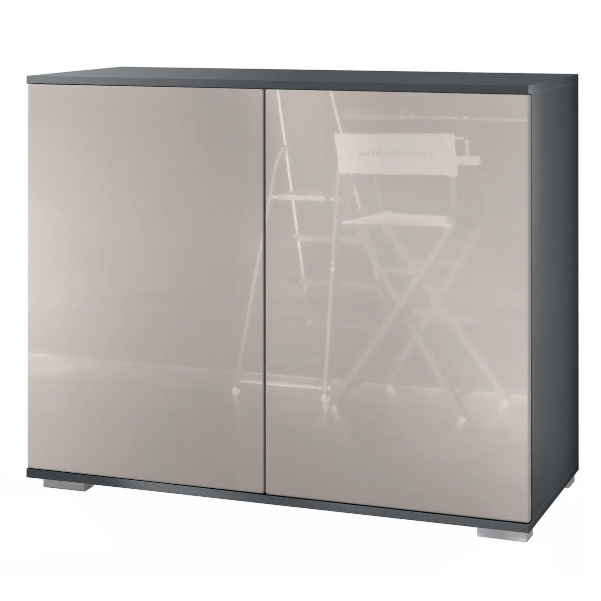KOMMODE Skadu Sandgrau Hochglanz - Sandfarben, Holzwerkstoff (92.5/75.5/35cm) - Vladon