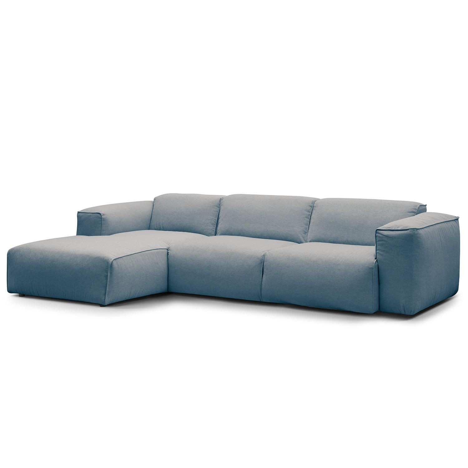 3-SITZER ECKSOFA mit Longchair - Blau/Schwarz, Kunststoff/Textil (284/173cm) - home24