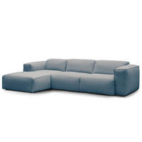 3-SITZER ECKSOFA mit Longchair - Blau/Schwarz, Kunststoff/Textil (284/173cm) - home24