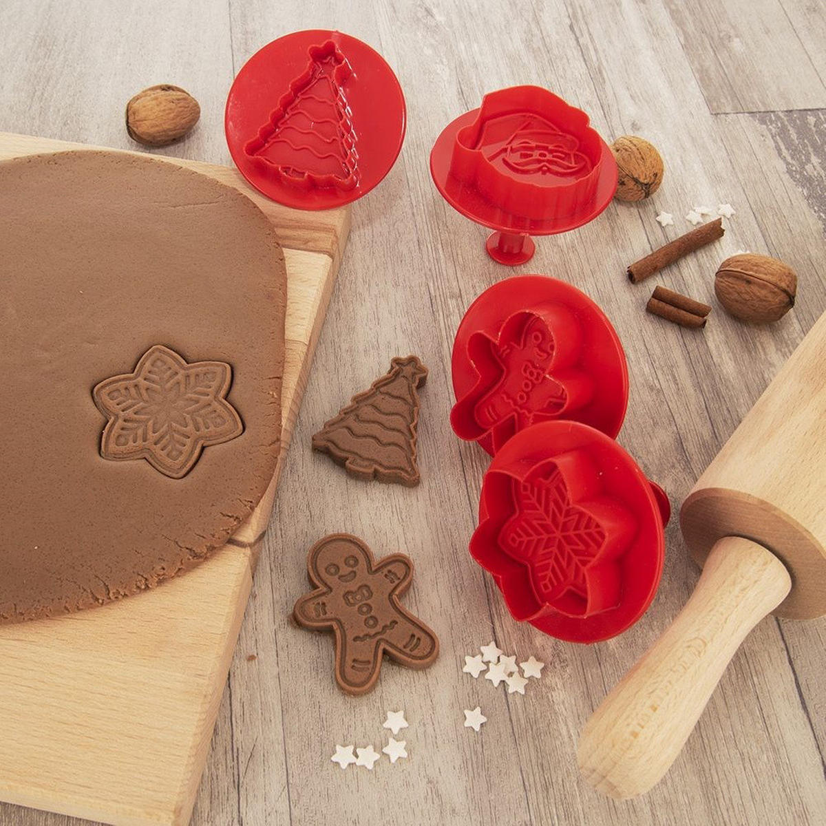 AUSSTECHFORMEN-SET Weihnachten Klassik 4-teilig Rot - Rot, Kunststoff (6/5/6.5cm) - Orion 