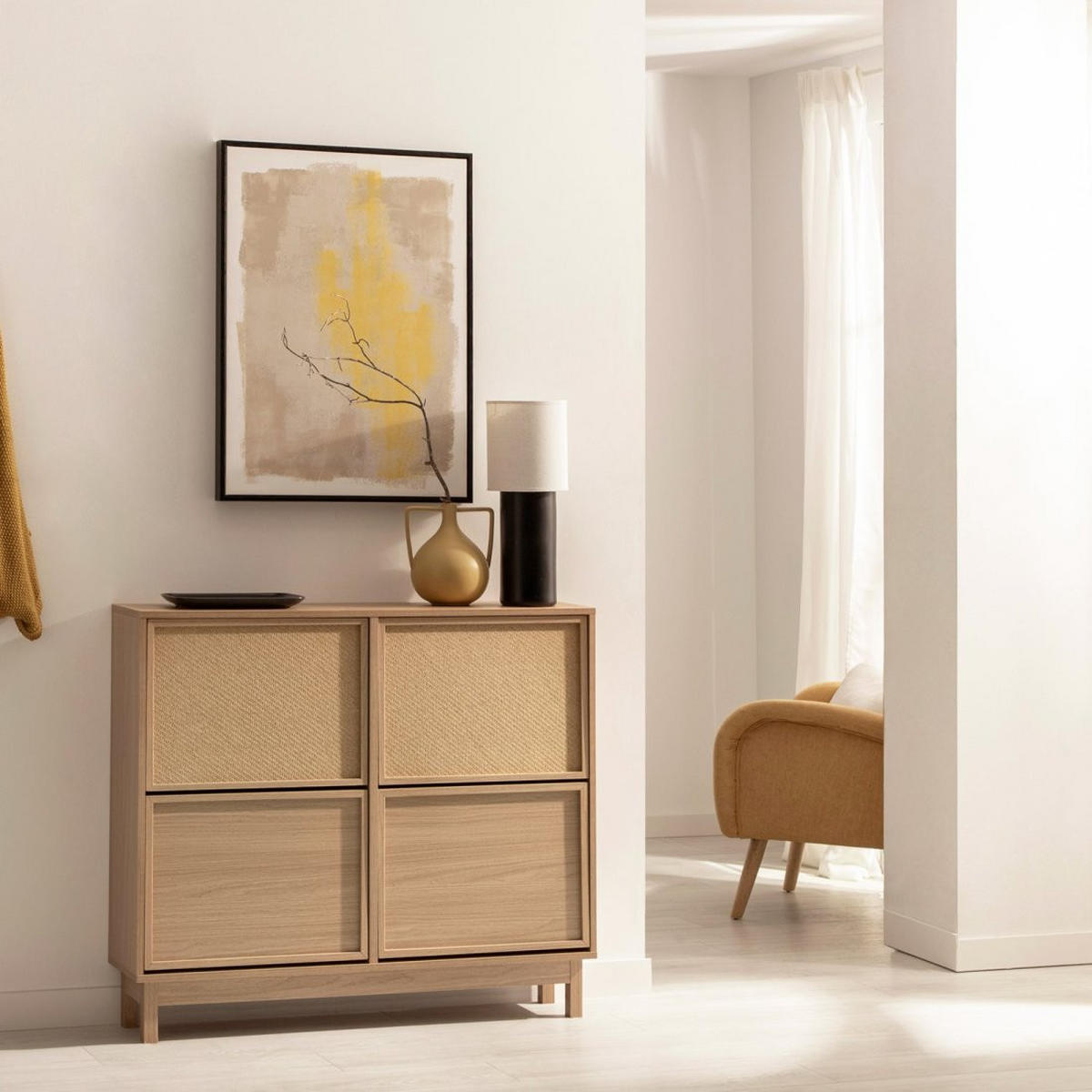 SCHUHSCHRANK DOPPELTES Bora Natürlich 105 cm x 90 cm - Naturfarben, Holzwerkstoff (105/90/24cm)