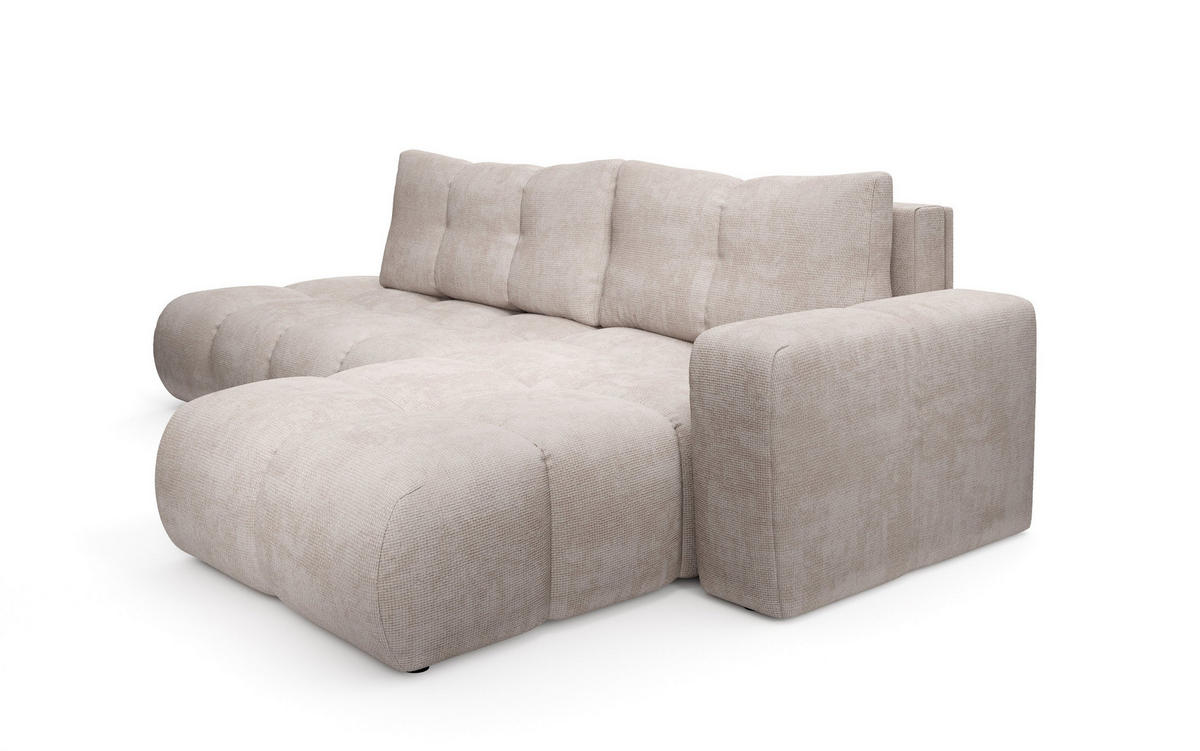 ECKSOFA DUCA R-S Beige Chenille mit Schlaffunktion - Beige, Holz (266.5/266.5cm) - MASSENO