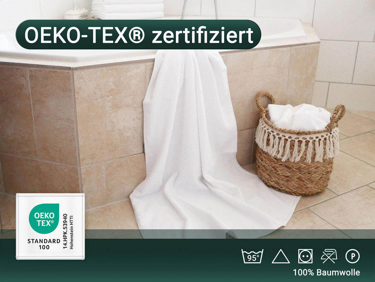 DUSCHTÜCHER, 5er-Set, 70x140 cm, 100% Baumwolle, Weiß - Weiß, Textil (70/140cm) - Zollner