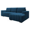 ECKSOFA Hugo, Seite: Rechts - Blau/Dunkelbraun, Holz/Textil (240/140cm)