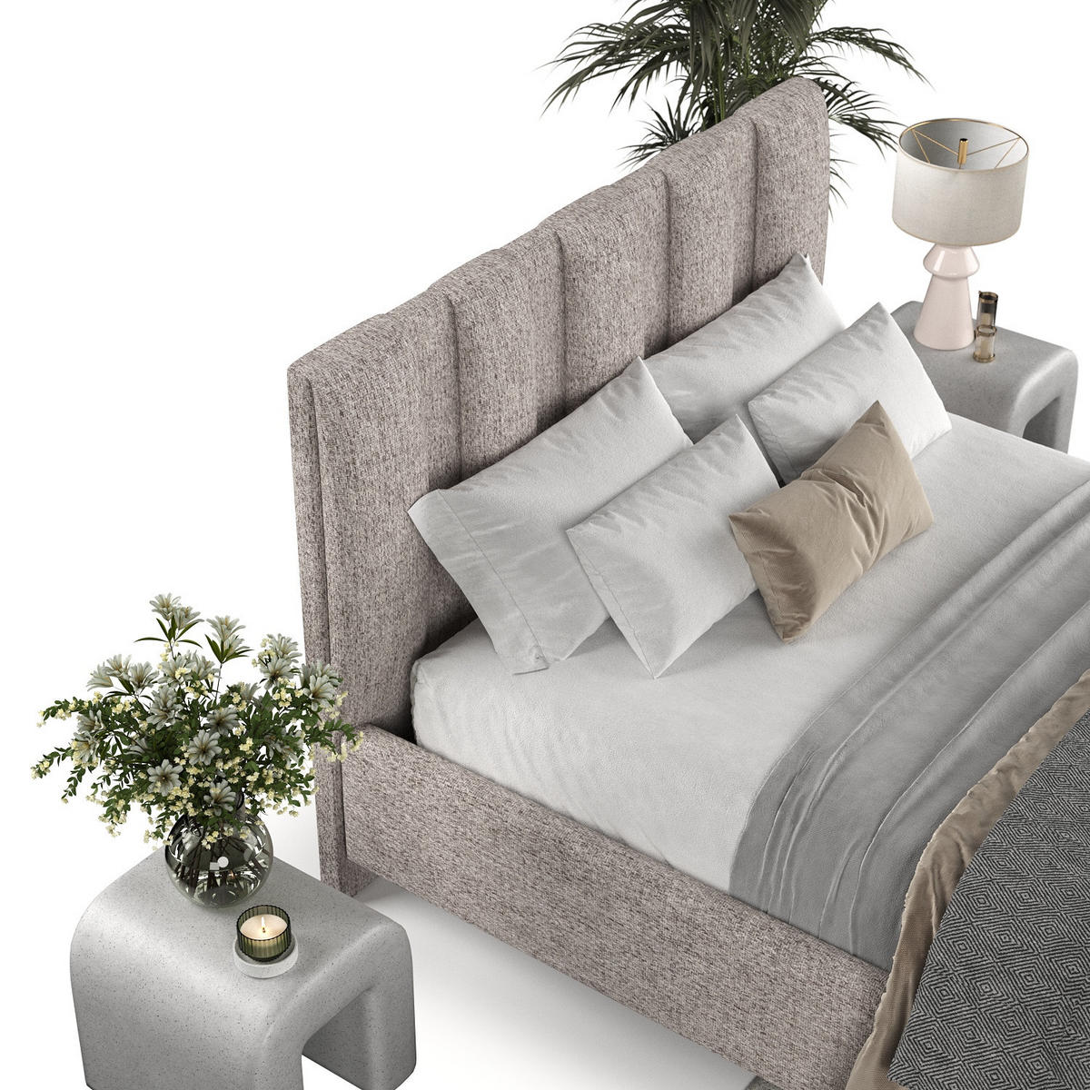 POLSTERBETT Loom 180/200 cm Beige im Neve Stoff - Beige/Naturfarben, Holz/Holzwerkstoff (180/200cm) - AltaBeds