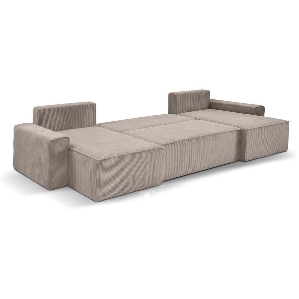 WOHNLANDSCHAFT Hektor U mit Schlaffunktion cappuccino - Cappuccino, Textil (377/94/152cm) - Beautysofa