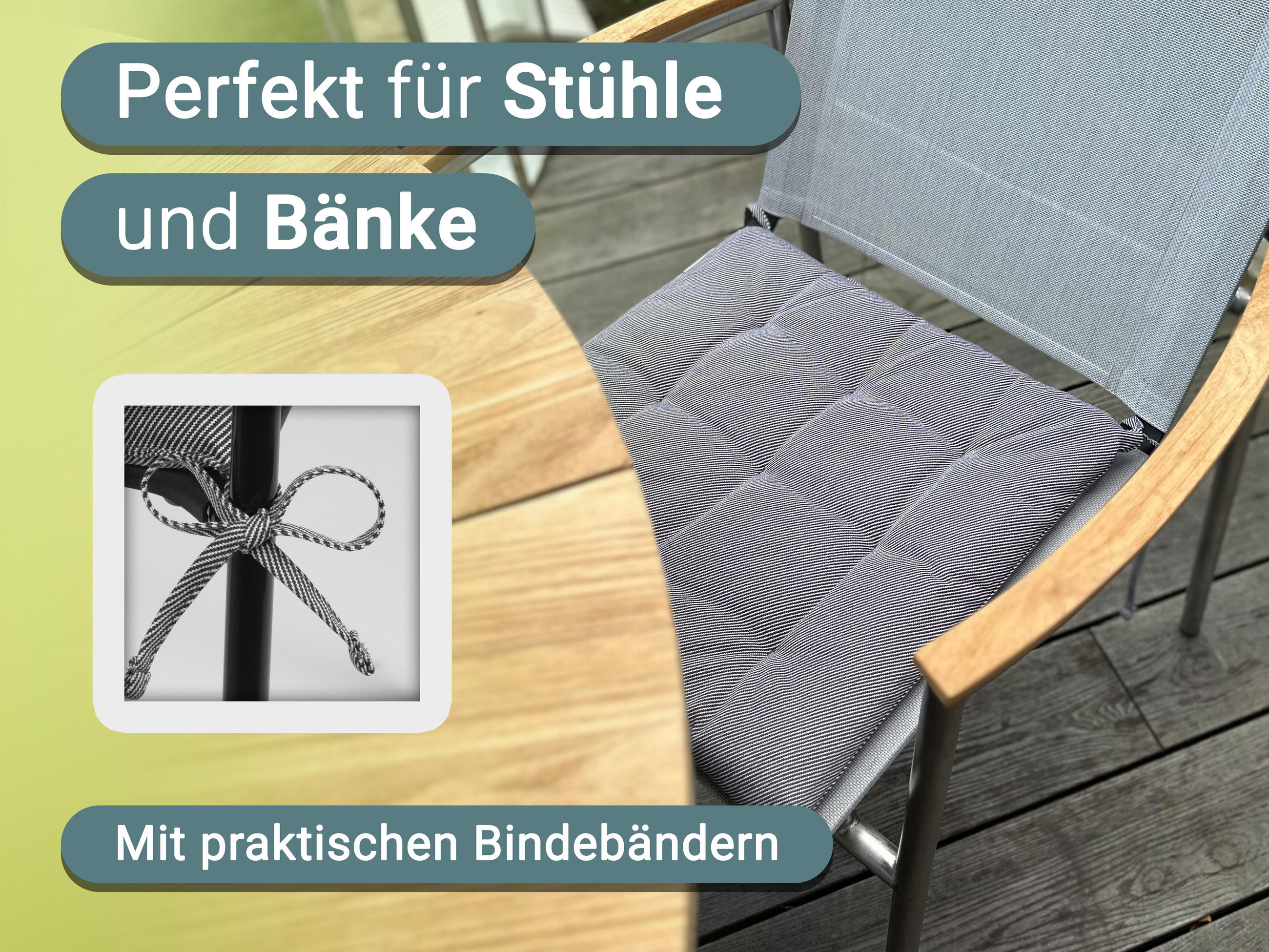 STUHLKISSEN, 4er-Set, 40x40 cm, 100% Polyester, schwarz-weiß-gemustert - Blaugrau, Textil (40/40/3cm) - Zollner
