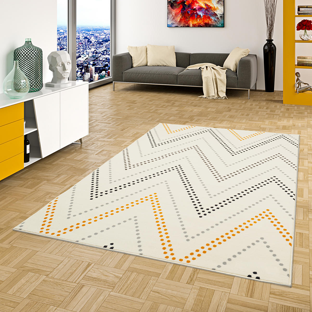 TEPPICH MODERN TRENDLINE ZICK ZACK - Creme, Textil (80/150cm) - Pergamon