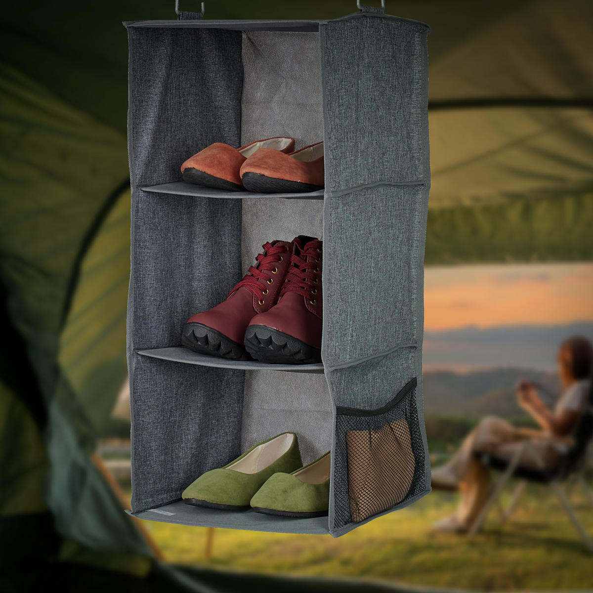 2XVEŠIAK na oblečenie - sivá, textil/plast (30cm) - Relaxdays