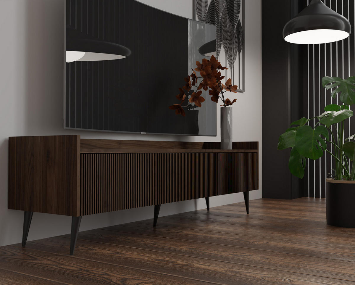 TV-LOWBOARD Arysa in Braun Walnuss Holzoptik 150/45/41 cm - Dunkelbraun/Walnussfarben, Holzwerkstoff/Metall (150/45/41cm) - WFL GROUP