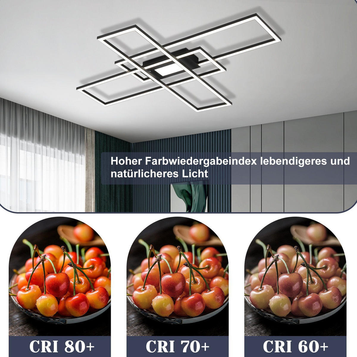 LED-DECKENLEUCHTE Kesselfluch 99.0/7.0/99 cm - Schwarz, Metall (99/99/7cm) - ZMH
