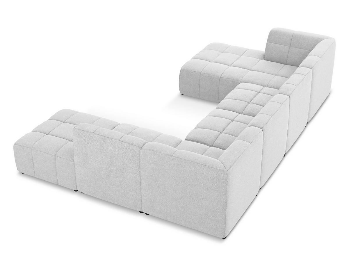 ECKSOFA Rechts Bouclé Stoff Blau - Blaugrau/Schwarz, Holzwerkstoff/Kunststoff (248/166cm) - Makamii