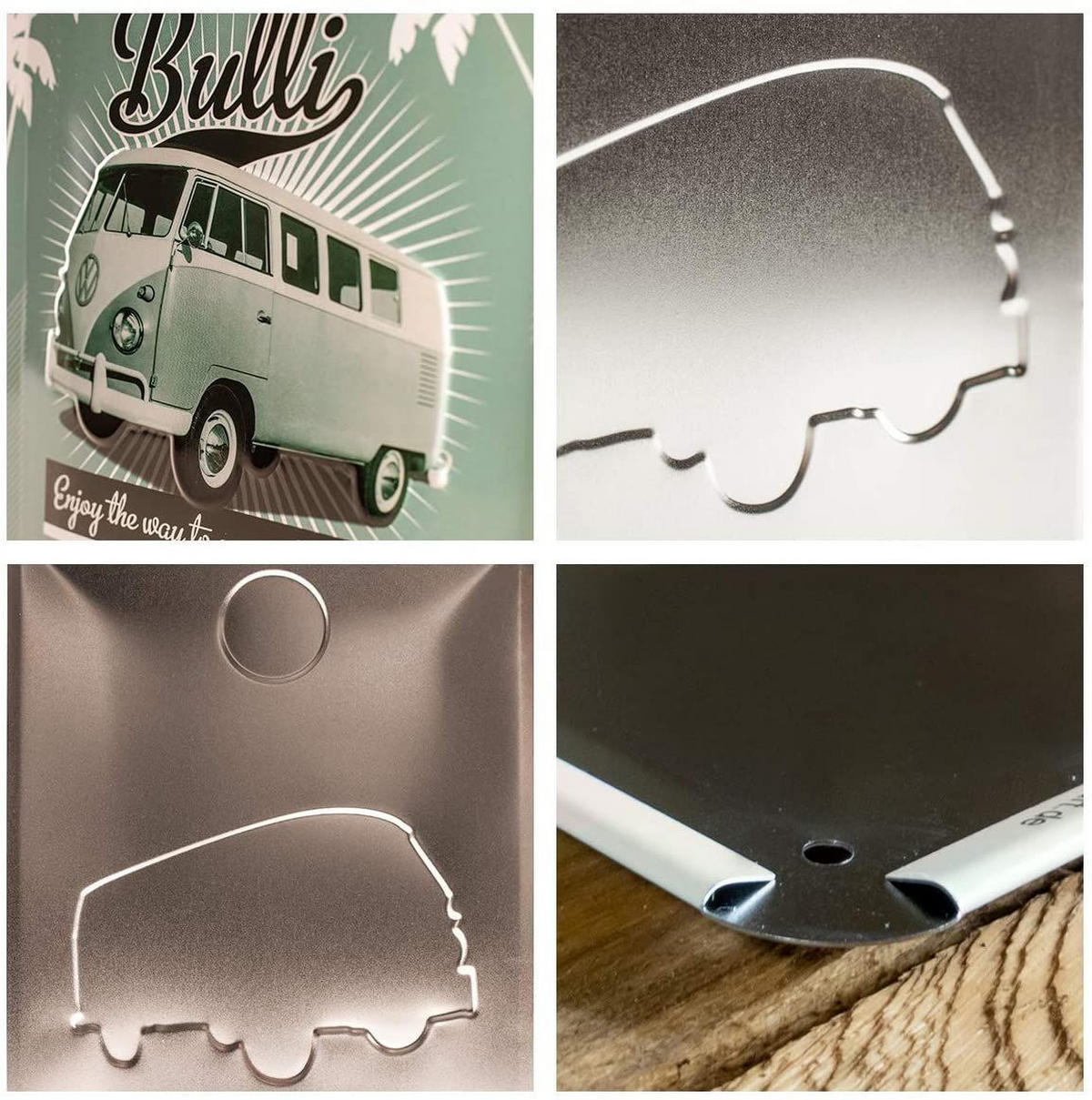 BLECHSCHILD 15/20 cm Volkswagen VW Retro Bulli - Multicolor, Metall (15/20/0.5cm) - Nostalgic-Art