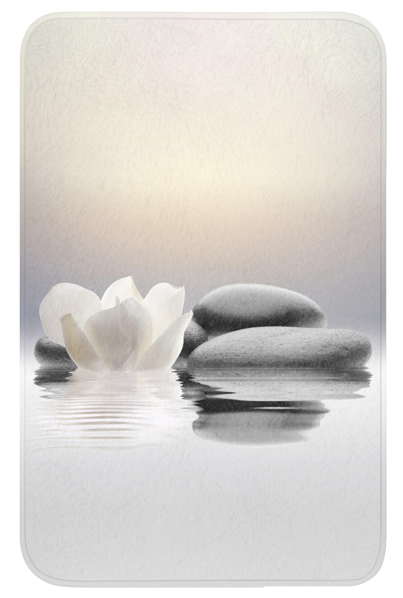 WC-VORLEGER Steine - Lotus - Weiß - Wasser - Zen WC Teppich 50x80 cm - Weiß, Kunststoff/Textil (50/1cm) - OnlyWow