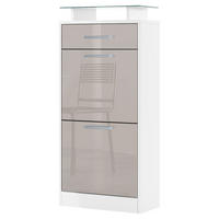 SCHUHSCHRANK Loret Front in Sandgrau Hochglanz - Sandfarben, Holzwerkstoff (46/104/23cm) - Vladon