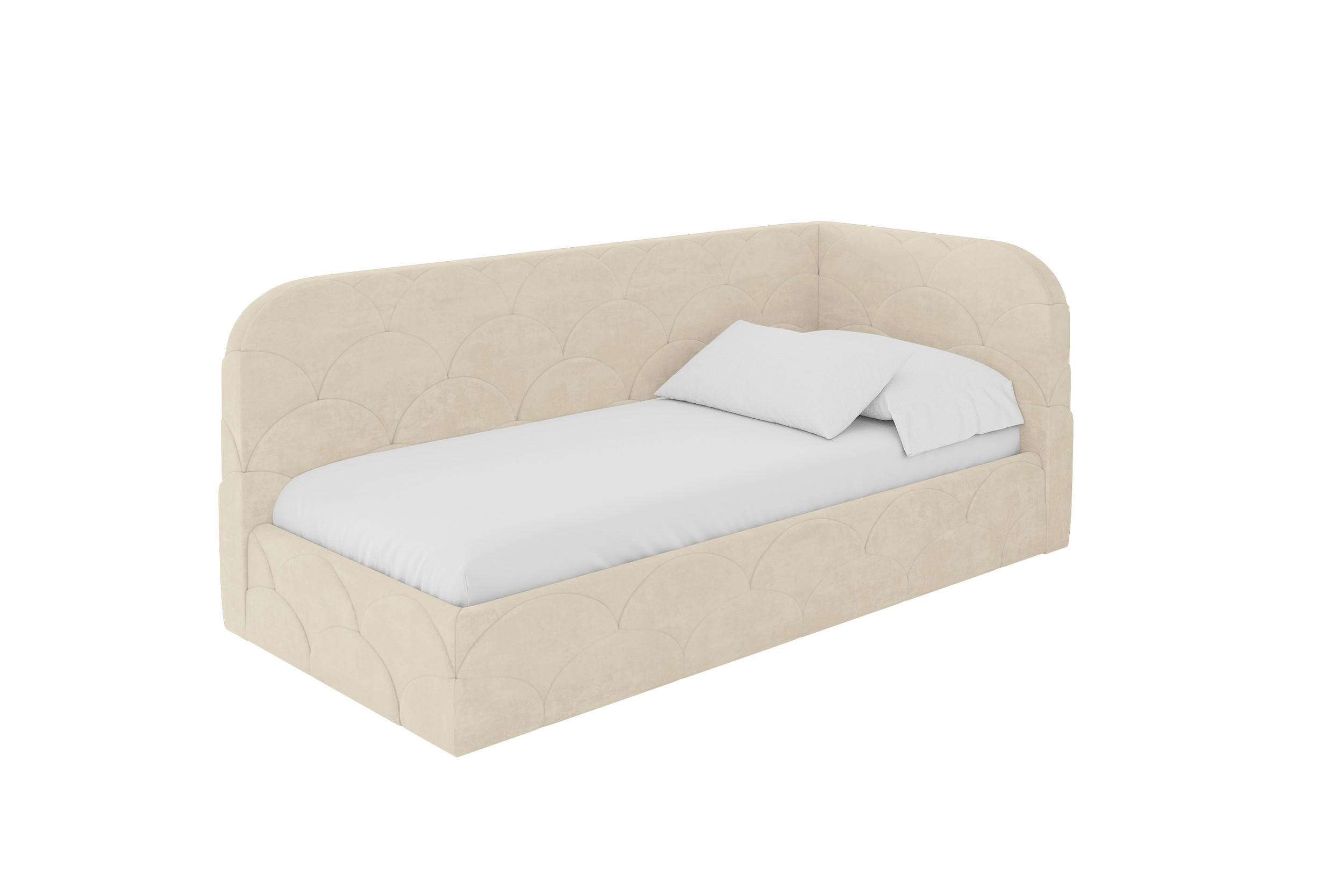 EINZELLBETT Jugendbett mit Bettkasten und Matratze H3/H4, Links - ELRY 90x200 Beige - Beige, Holzwerkstoff/Textil (90/200cm) - ALTDECOR