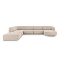 PANORAMASOFA links Miley aus Chenille-Stoff beige 6 Sitzplätze - Beige, Textil (255/70/330cm) - Micadoni