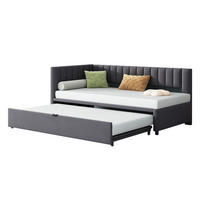 SCHLAFSOFA 90/200 cm & 180/200 cm in Grau Samt mit Ausziehbett - Dunkelgrau, Holzwerkstoff/Textil (90/200cm) - WISHDOR