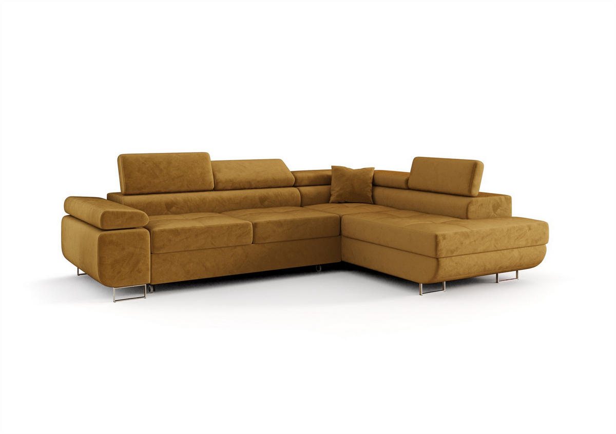 ECKSOFA Monaro Mit Schlaffunktion - Gelb, Holzwerkstoff/Textil (275/202cm) - Fun Möbel