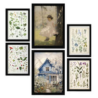 POSTER Set Mit 6 Hausblumen A3 & A4 Schwarzer Rahmen - Schwarz, Papier (29/3cm) - Nacnic