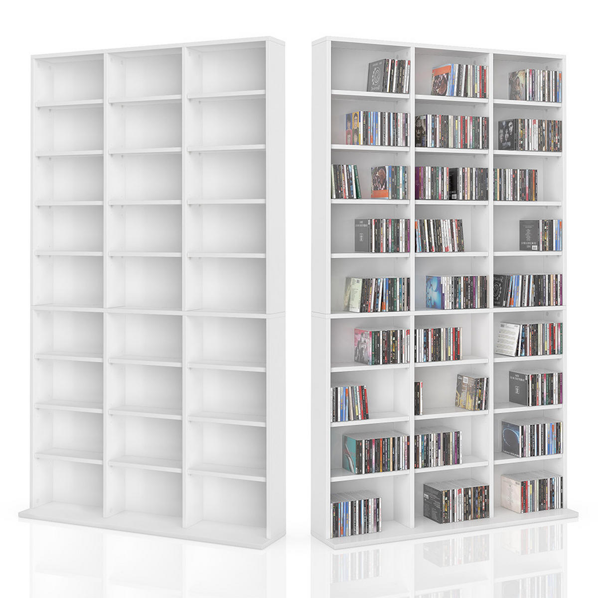 CD-REGAL Jukebox Weiß 102 x 178 cm - Weiß, Holzwerkstoff (102/178/16cm) - Vicco