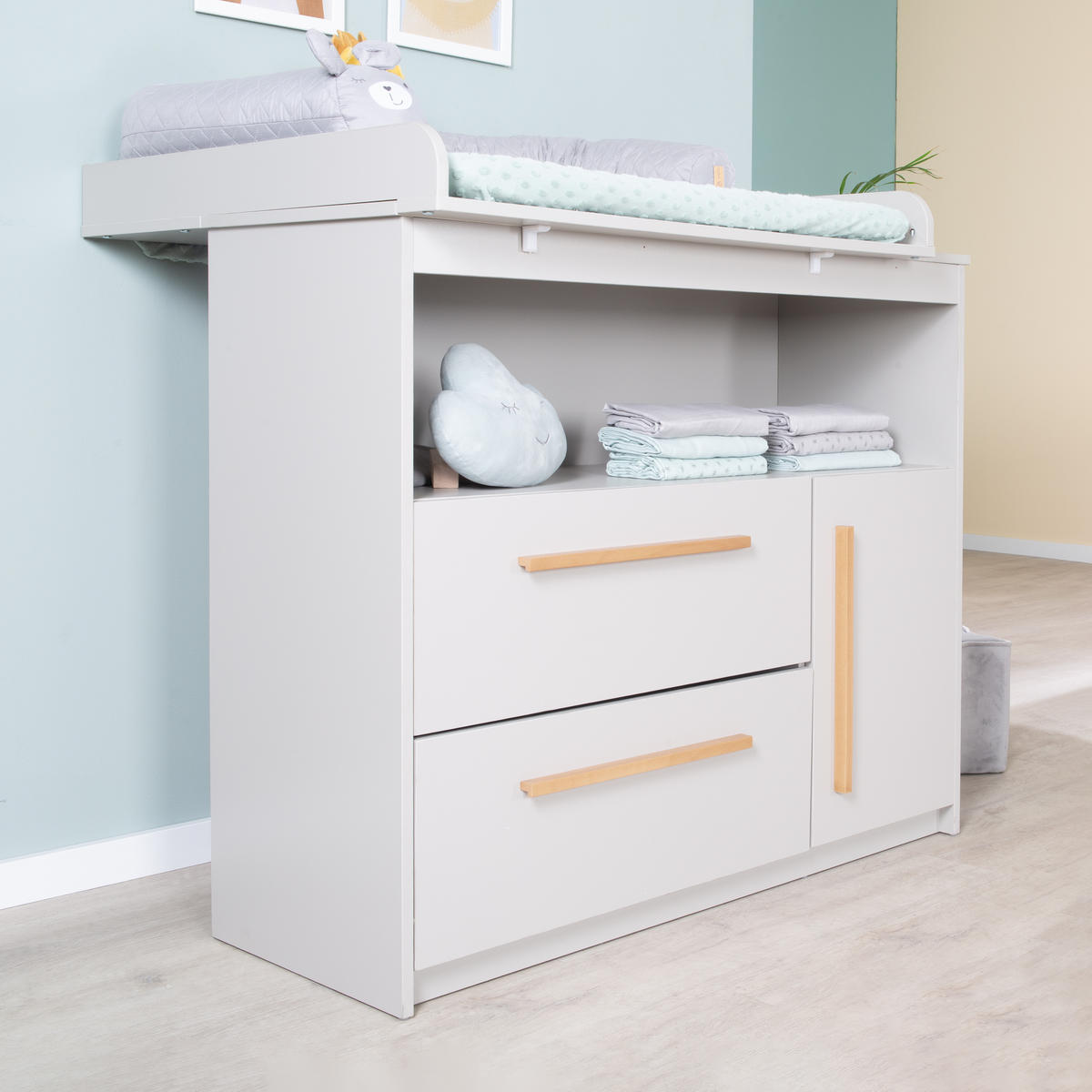 WICKELKOMMODE Lea - Grau, Holz/Holzwerkstoff (107/98/75cm) - Roba